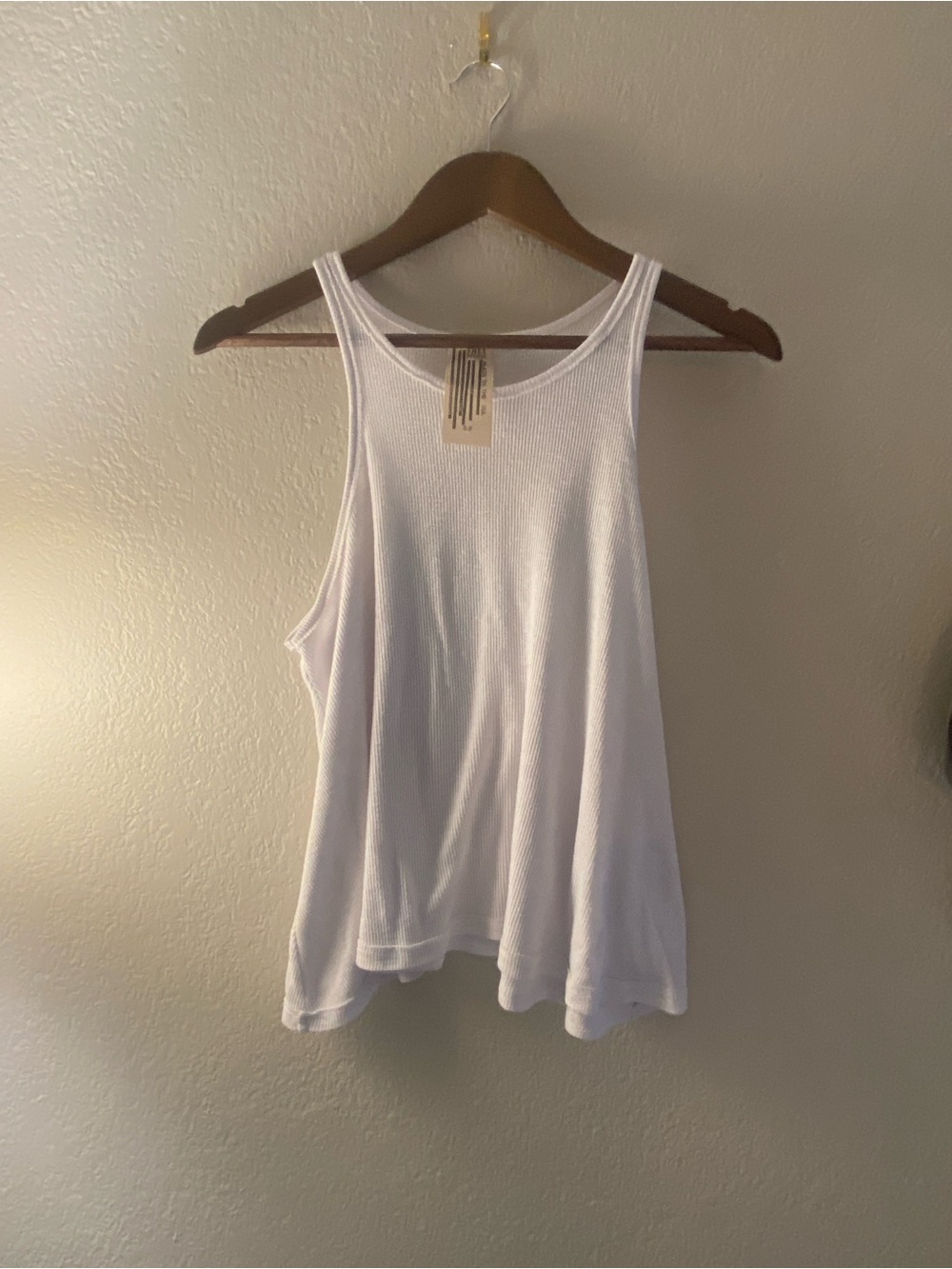 Free People Made in USA Ribbed Swing Tank White Size S.P. A-Line